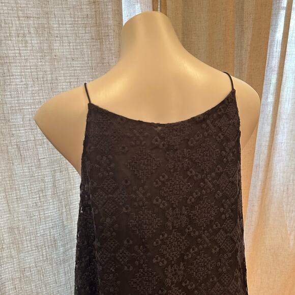 Club Monaco Black Strappy Tank sz M Boho embroidered lace drape tank - Picture 3 of 12